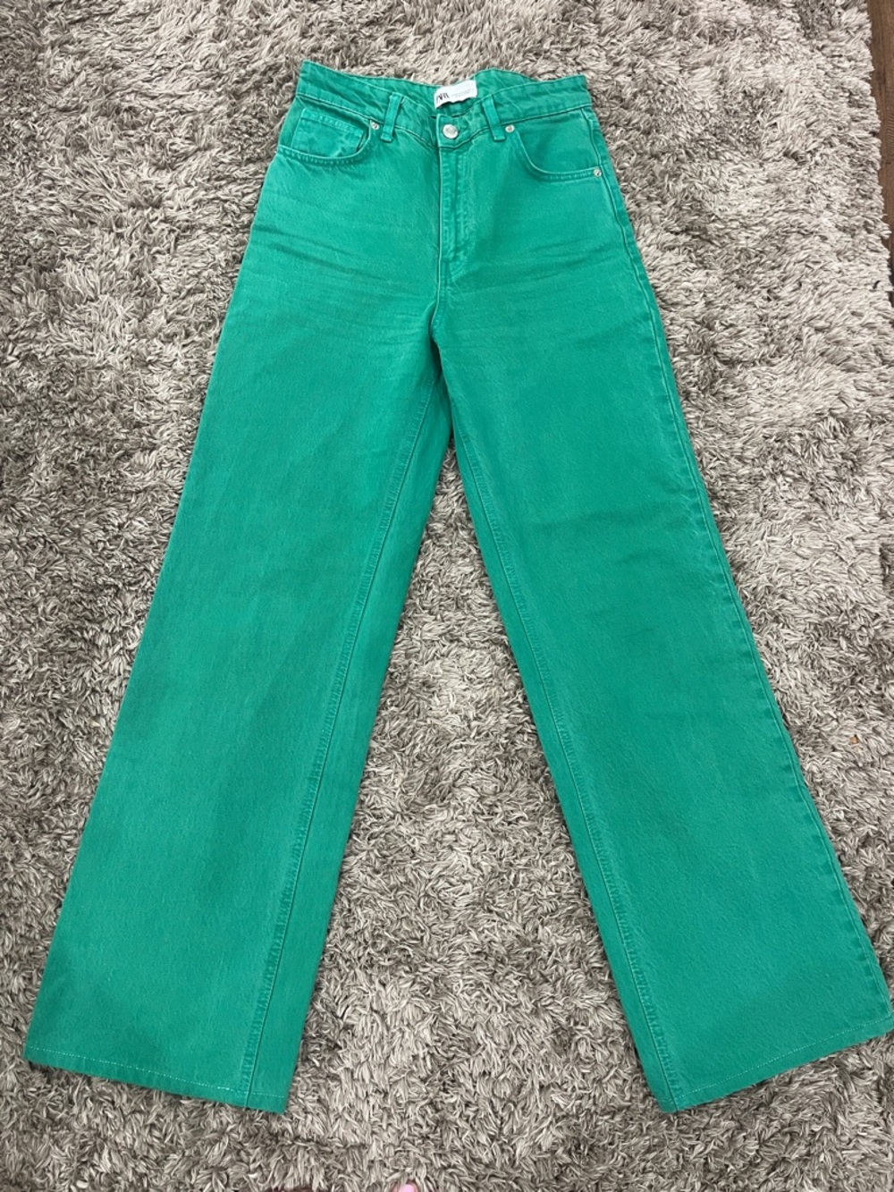 Zara Wide-Leg Jeans in Green.  Perfect for Spring